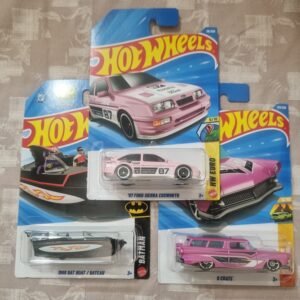 hot wheels 2026 f case imported combo (set f3.6) – ’87 ford sierra cosworth, 1966 bat boat/bateau & 8 crate (set of 3)