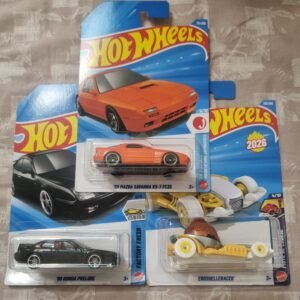 hot wheels 2026 f case imported combo (set f4.5) – ’89 mazda savanna rx 7 fc3s, ’98 honda prelude & eggshelleracer (set of 3)