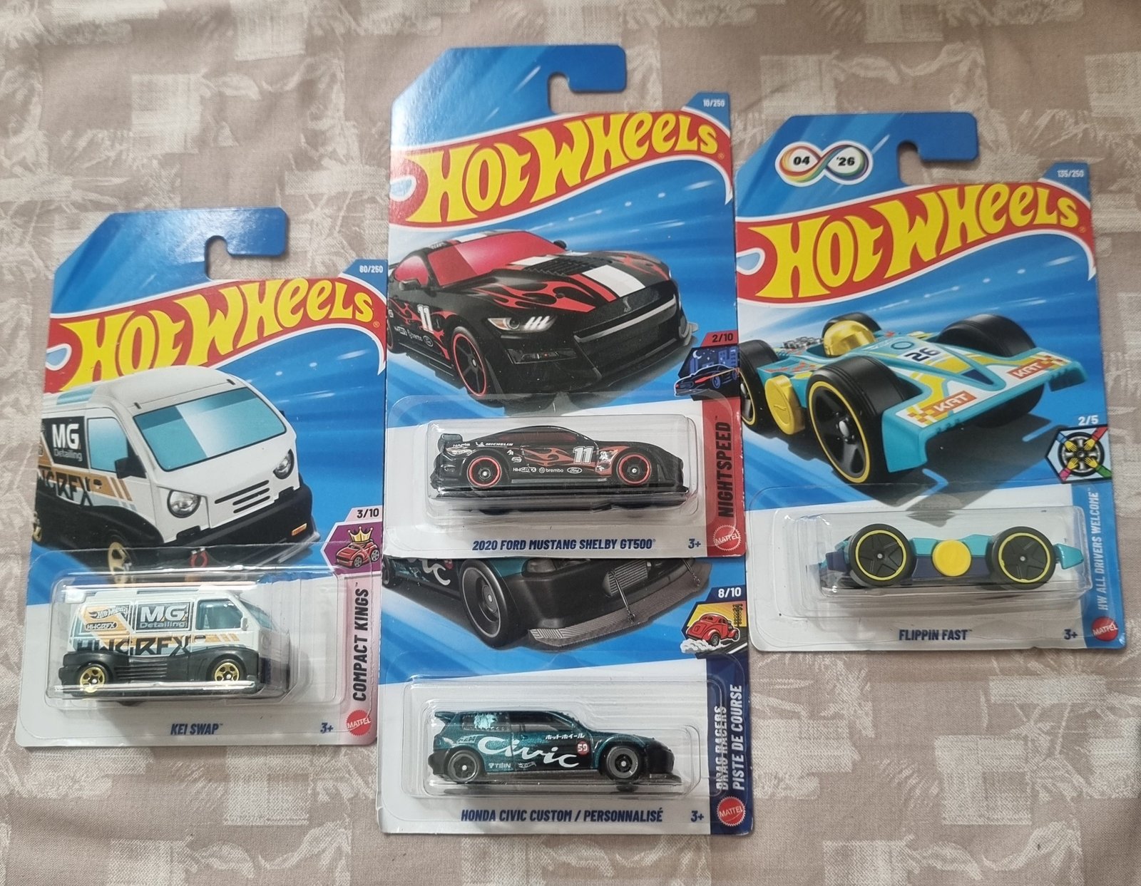 hot wheels 2026 f case imported combo (set f4.7) – 2020 ford mustang shelby gt500, honda civic custom/personnalise , kei swap & flippin fast (set of 4) hot wheels 2026 f case imported combo (set f4.7) – 2020 ford mustang shelby gt500, honda civic custom/personnalise , kei swap & flippin fast (set of 4)