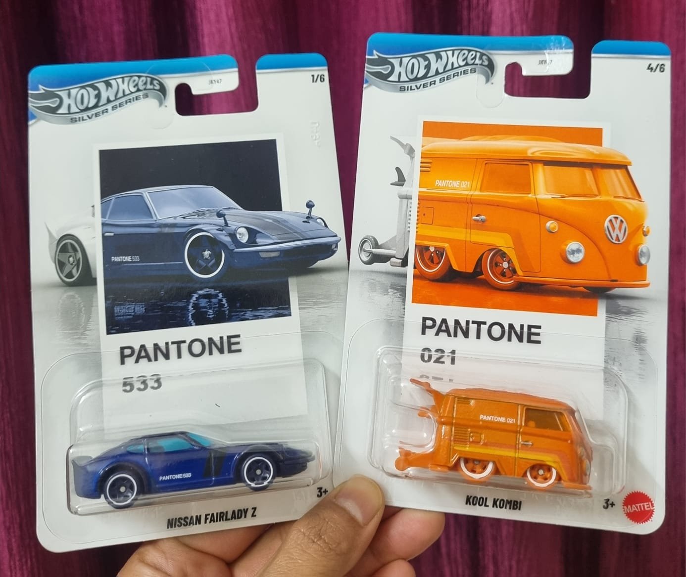 hot wheels silver series pantone combo – nissan fairlady z (pantone 533) & kool kombi (pantone 021) | 1:64 die cast hot wheels silver series pantone combo – nissan fairlady z (pantone 533) & kool kombi (pantone 021) | 1:64 die cast