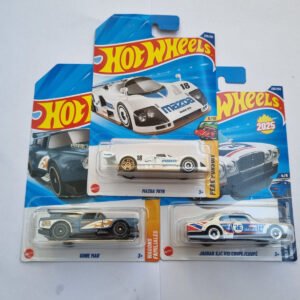 hot wheels 2025 m case imported die cast car combo pack – mazda 787b, jaguar xj‑c v12 coupe & gone mad | 1:64 scale collectible set