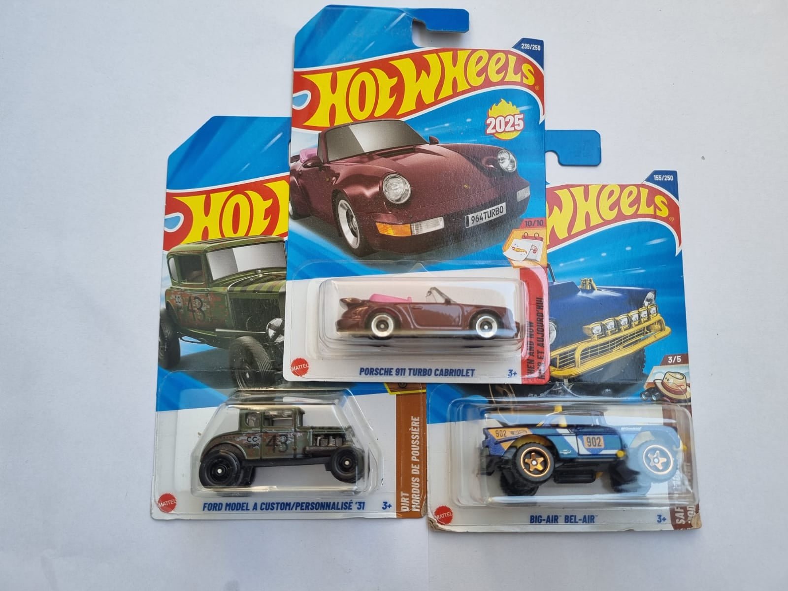 hot wheels 2025 m case imported 1:64 die cast combo pack – porsche 911 turbo cabriolet, ford model a custom (1931) & big air bel air | hot wheels collectible set hot wheels 2025 m case imported 1:64 die cast combo pack – porsche 911 turbo cabriolet, ford model a custom (1931) & big air bel air | hot wheels collectible set