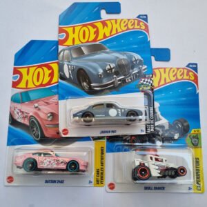 hot wheels 2025 m case imported die cast car combo pack – jaguar mk1, datsun 240z & skull shaker | 1:64 scale collectible set