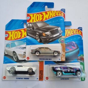 hot wheels 2025 m case imported die cast car combo pack – mercedes‑benz 500 e, 73 pontiac firebird (1973) & later crater | 1:64 scale collectible set