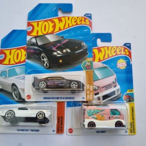 hot wheels 2025 m case imported die cast car combo pack – nissan skyline gt‑r (bcnr33), 73 pontiac firebird (1973) & kei swap | 1:64 scale collectible set