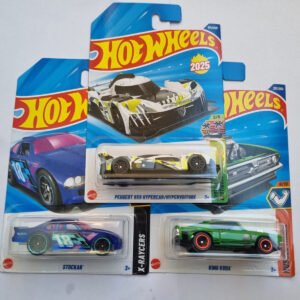 hot wheels 2025 combo – peugeot 9x8 hypercar, stockar & king kuda | set of 3 die cast cars 1:64 scale
