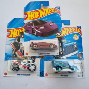 2025 imported m case hot wheels 3 car combo – ’94 bugatti eb110 ss + honda vfr750r (rc30) + drift ender