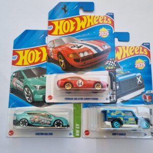 hot wheels 2025 m case imported combo – ferrari 365 gtb4 competizione, custom kia ev6 & drift ender | set of 3 die cast cars (1:64 scale)