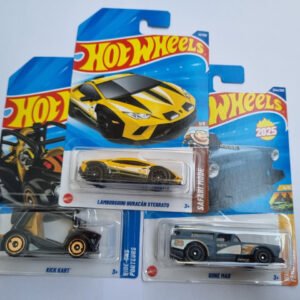 hot wheels 2025 p case combo (3 cars) – lamborghini huracán sterrato, kick kart & gone mad