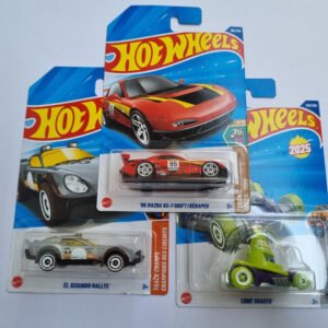 hot wheels 2025 p case combo (3 cars) – mazda rx 7 drift, el segundo rallye & cone shaker