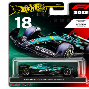 hot wheels premium f1 2025 aston martin aramco formula one team #18 diecast car | metal/metal | real riders | 1:64 scale