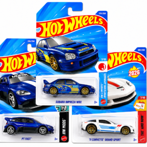 Hot Wheels 3 Car Combo Pack featuring Subaru Impreza WRX, '11 Corvette Grand Sport and PT Fast