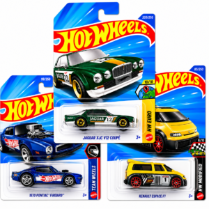 hot wheels die cast car combo pack of 3 | jaguar xjc v12 coupé + 1970 pontiac firebird + renault espace f1 | mattel 1:64 scale collectible set