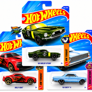 hot wheels die cast car combo pack of 3 | '68 shelby gt500 + '63 chevy ii + bully goat | mattel 1:64 scale collectible set