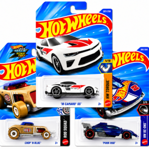 hot wheels die cast car combo pack of 3 | '18 camaro ss + chop 'n bloc + punk rod | mattel 1:64 scale collectible set