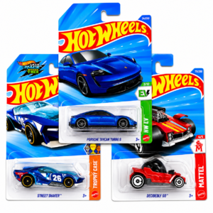 Hot Wheels 3 Car Combo Pack featuring Porsche Taycan Turbo S, Street Shaker and Decidedly Go