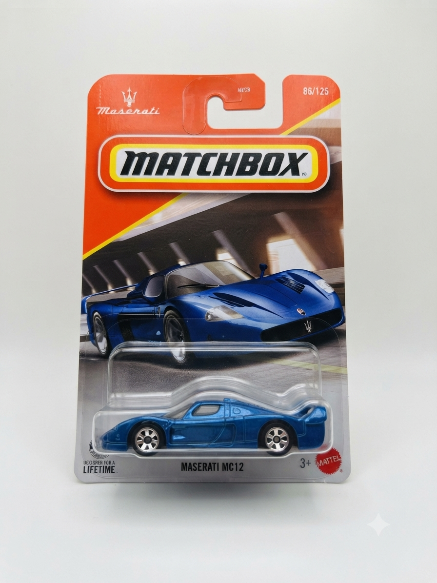 Matchbox 2004 Maserati MC12 JHM68 2026 Matchbox 2004 Maserati MC12 2026 #86/125 JHM68 blue 1:64 die-cast