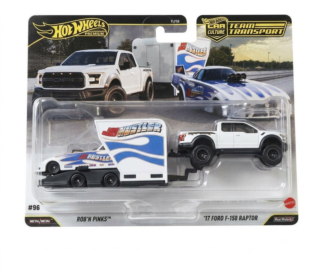 Hot Wheels Rob'N Pinks Team Transport Hot Wheels Premium Team Transport Rob'N Pinks #96 with Ford F-150 Raptor