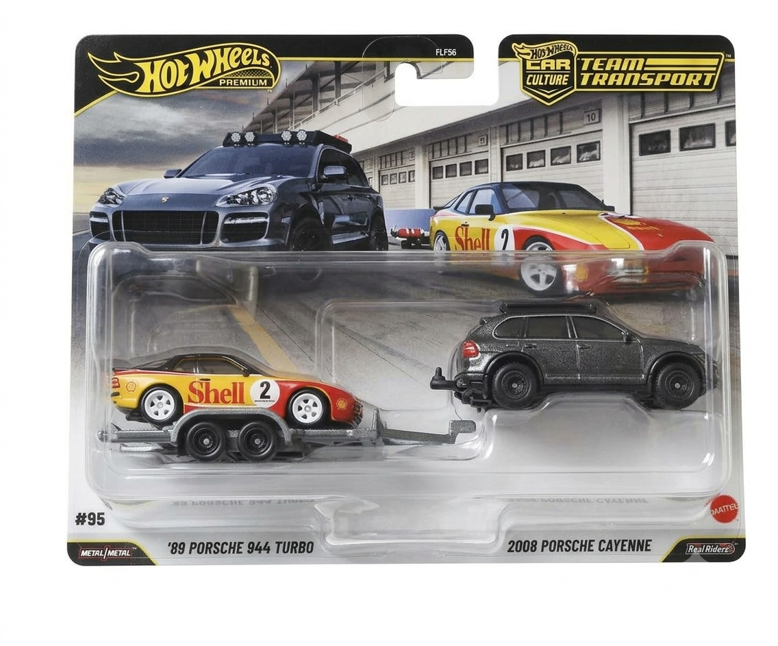 Hot Wheels Porsche 944 Turbo Team Transport Hot Wheels Premium Team Transport Porsche 944 Turbo #95 with 2008 Porsche Cayenne